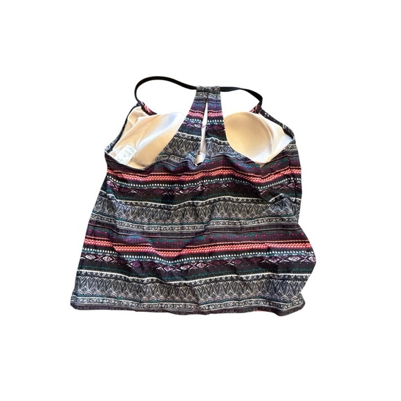 Kona Sol Black and Pink Patterned Bikini Top - Picture 3 of 4